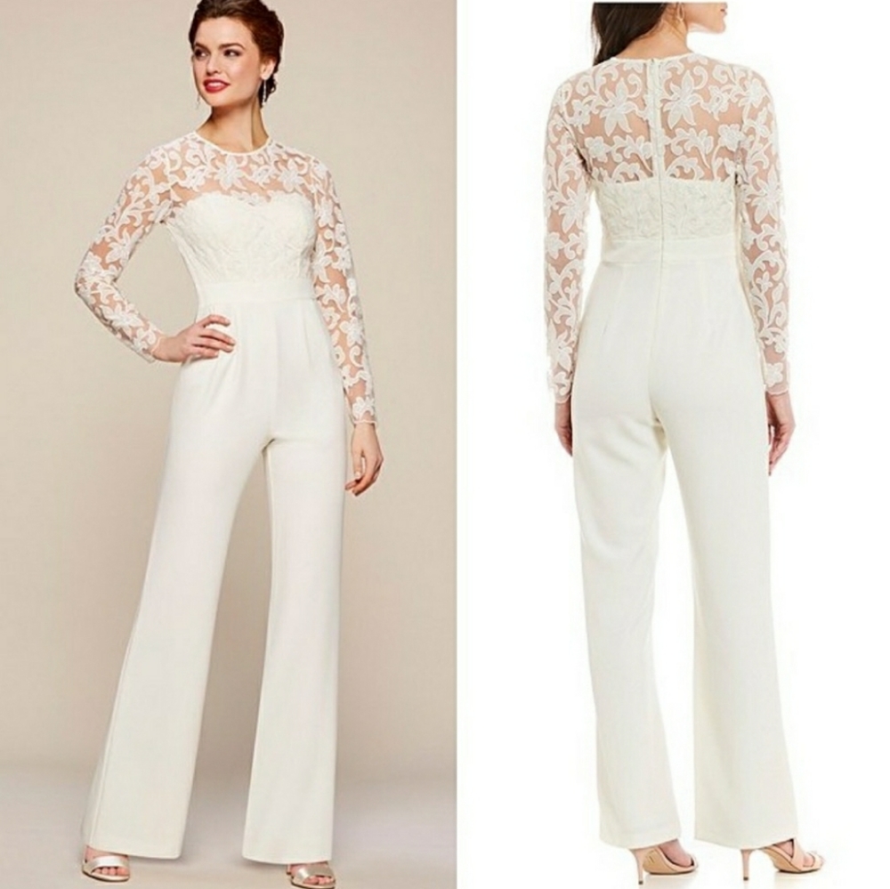 Eliza J. White Lace Jumpsuit size 8